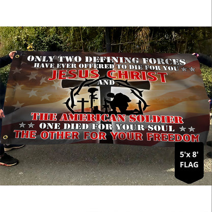 U.S. Veteran Day Jesus And Soldiers Grommet Flag MBH194GF