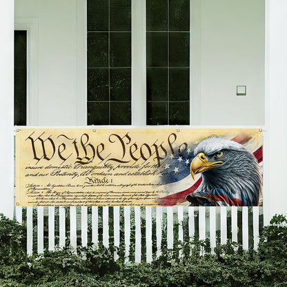 We The People. Patriotic American Eagle Fence Banner TPT780FB