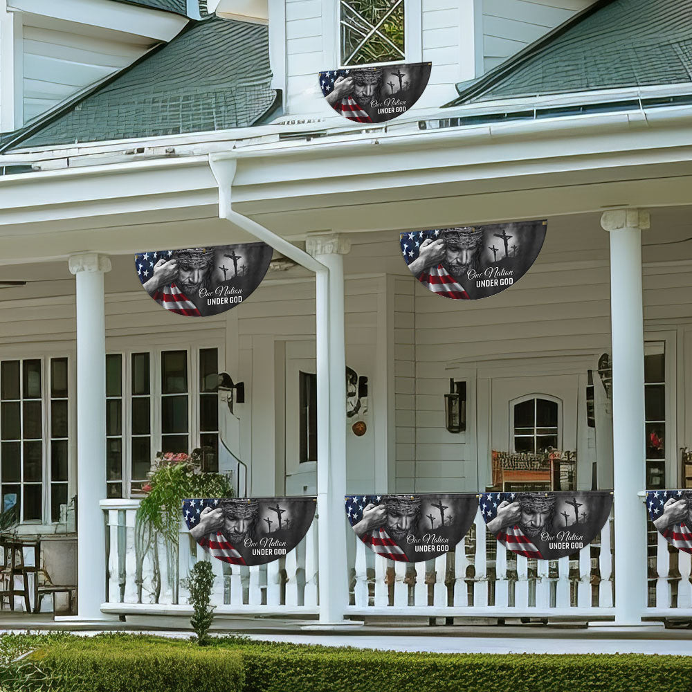 Jesus Flag One Nation Under God American Patriot Non-Pleated Fan Flag TRL06FLv5