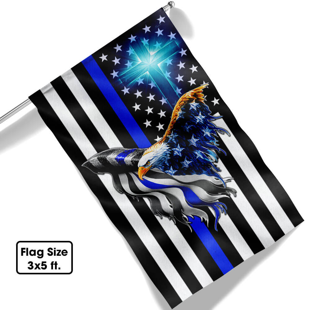 The Thin Blue Line. Police. Law Enforcement American Eagle Flag THB3482Fv1