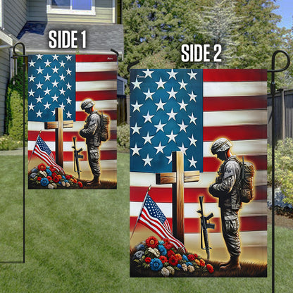Memorial Day FLAGWIX  Veteran Flag Remembrance Veteran Standing Before The Cross Patriotic Flag MLN2439F