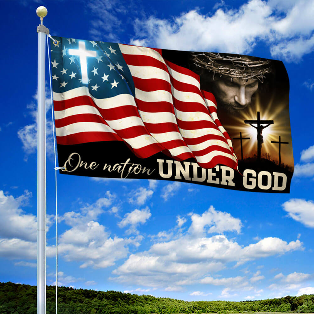 Flagwix American Flag - One Nation Under God, Jesus Christian Patriotic American Grommet Flag TPT841GF