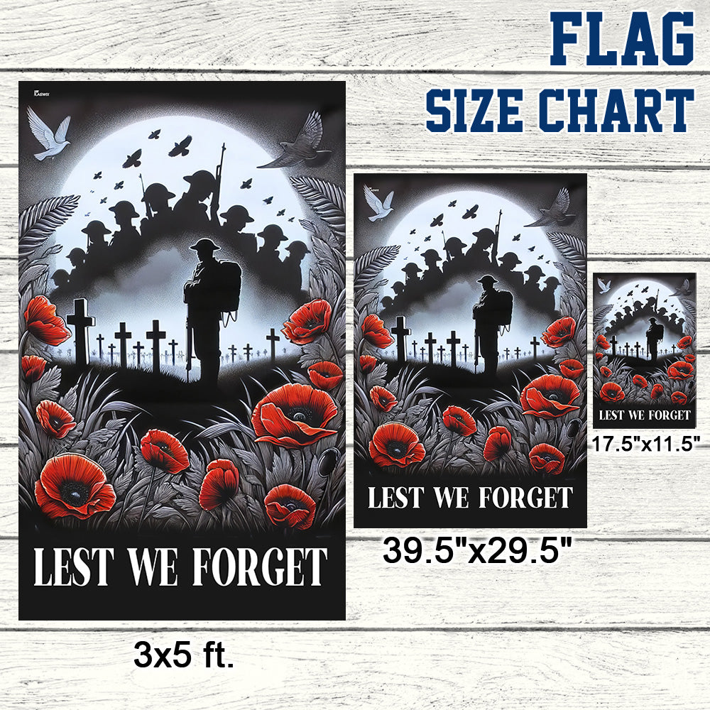 Lest We Forget Poppy Flowers Christian Cross Anzac Day Memorial Flag TPT1568F