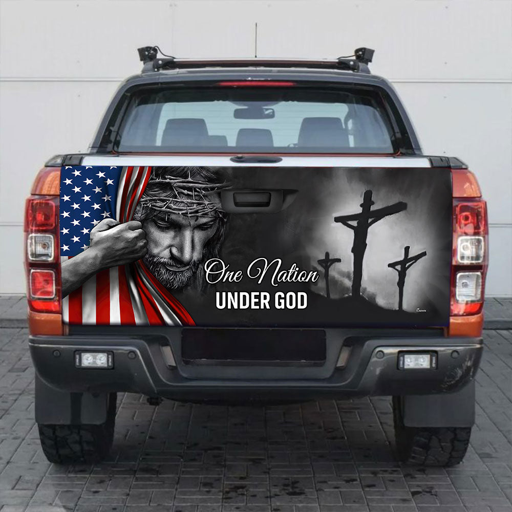 Jesus Sticker One Nation Under God American Patriot Truck Tailgate Decal Sticker Wrap TRL06TDv5