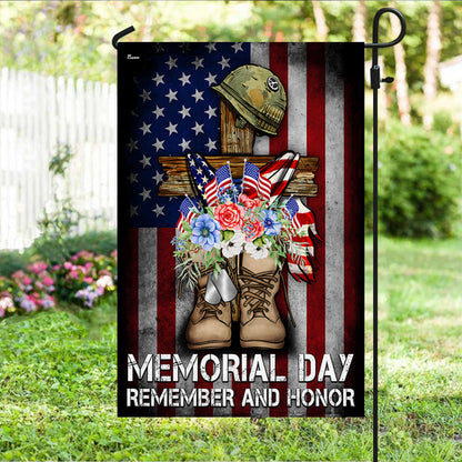 Memorial Day Remember and Honor Veteran Boots Patriotic Flag MLN5330NTH