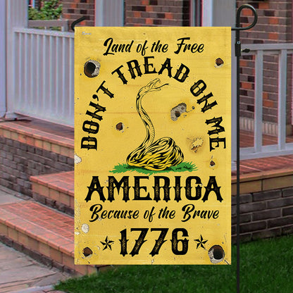 Land Of The Free Don't Tread On Me America Because Of the Brave 1776 Gadsden Flag MLN3329F