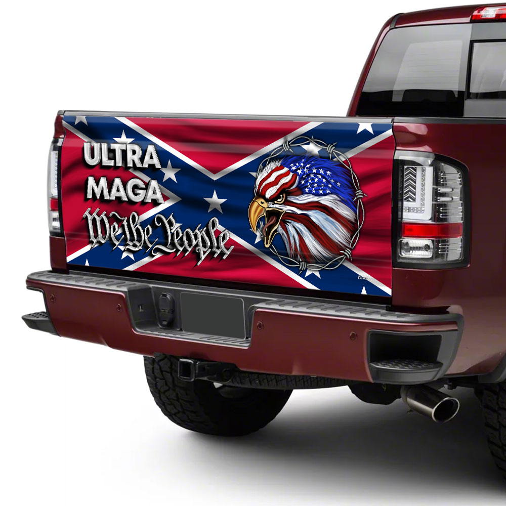 Ultra MAGA Truck Tailgate Decal Sticker Wrap We The People Southern Confederate Flag TQN145TDv1