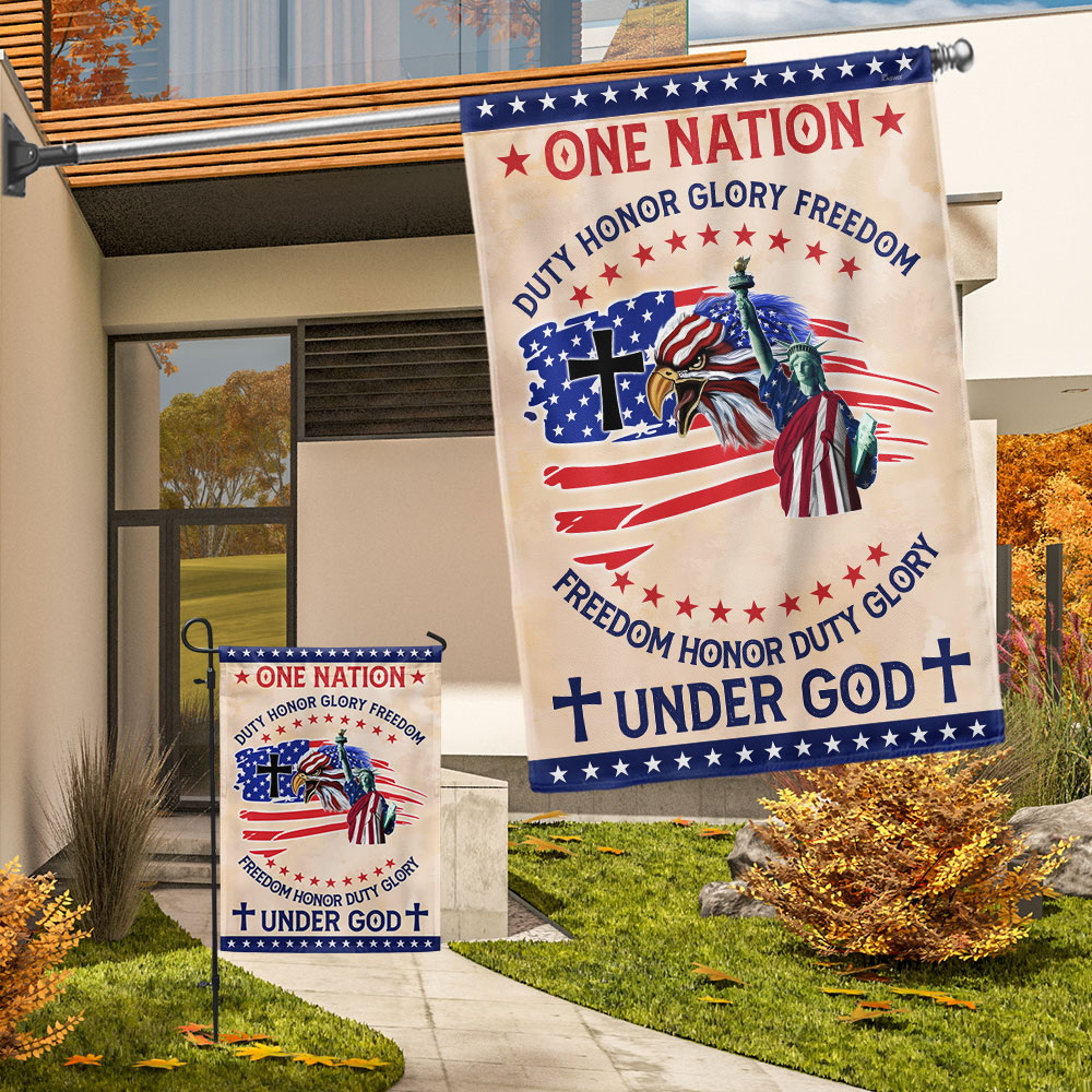 Flagwix American Flag - Patriot Eagle One Nation Under God Duty Honor Glory Freedom Flag MLN1429F