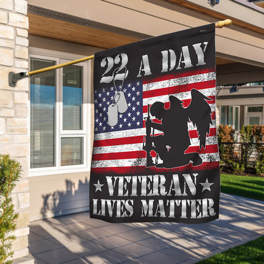 22 A Day Veterans Flag Veteran Lives Matter Suicide Awareness TQN496F