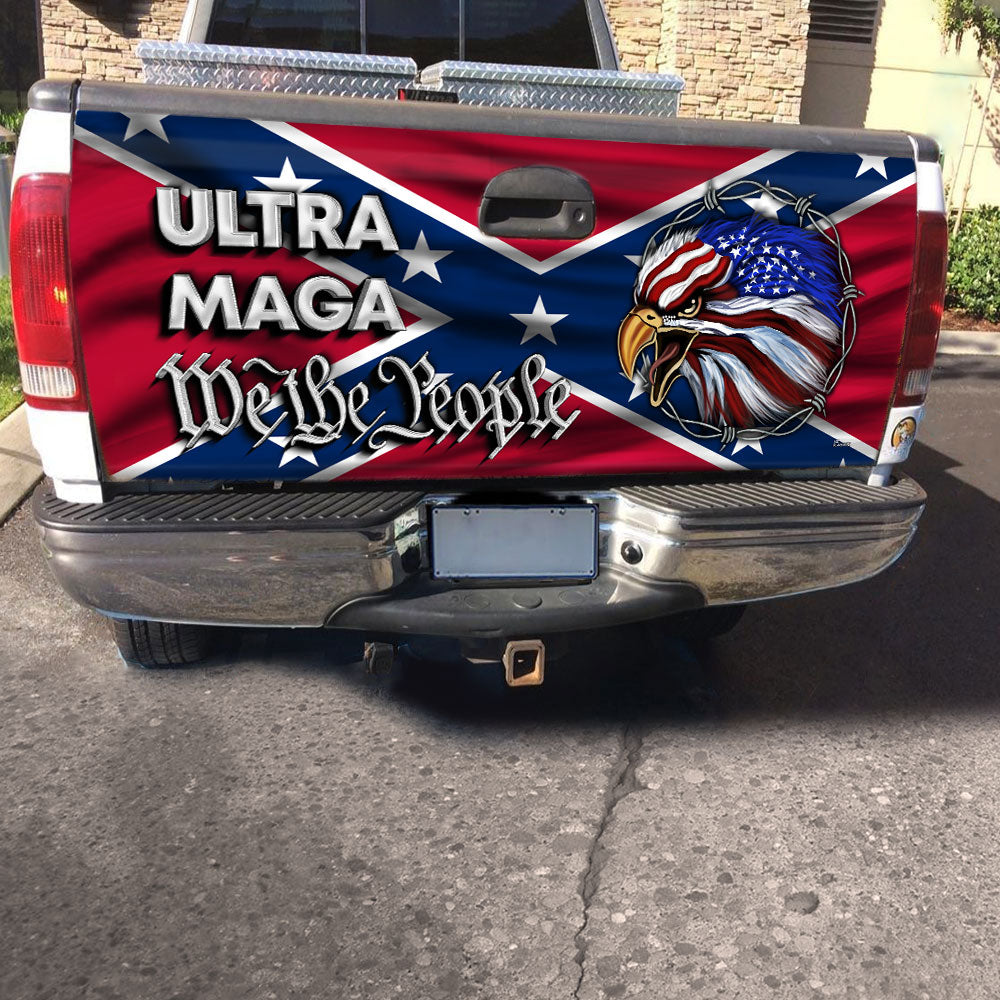Ultra MAGA Truck Tailgate Decal Sticker Wrap We The People Southern Confederate Flag TQN145TDv1