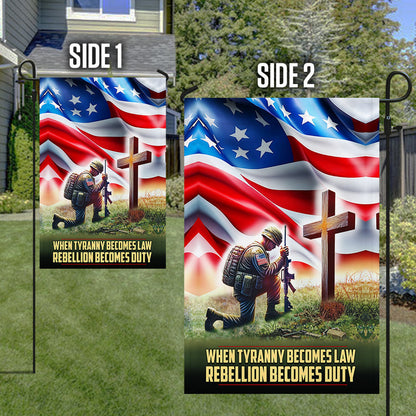 Veteran Kneeling The Cross Flag When Tyranny Becomes Law  Rebellion Becomes Duty MLN3170F