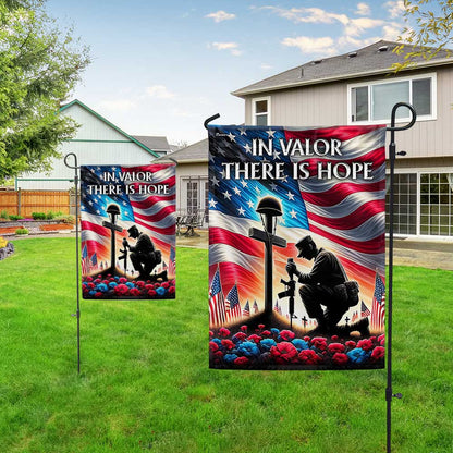 FLAGWIX  Veteran Memorial Day Kneeling Solder Cross In Valor There Is Hope Flag MLN2606F