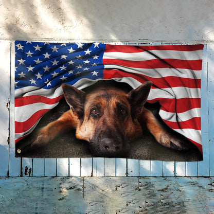 German Shepherd American Patriot US Grommet Flag THH2903GFv1