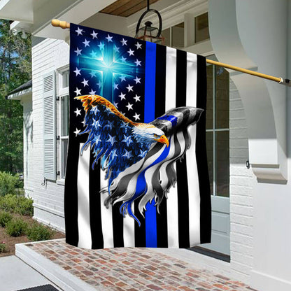 The Thin Blue Line. Police. Law Enforcement American Eagle Flag THB3482Fv1