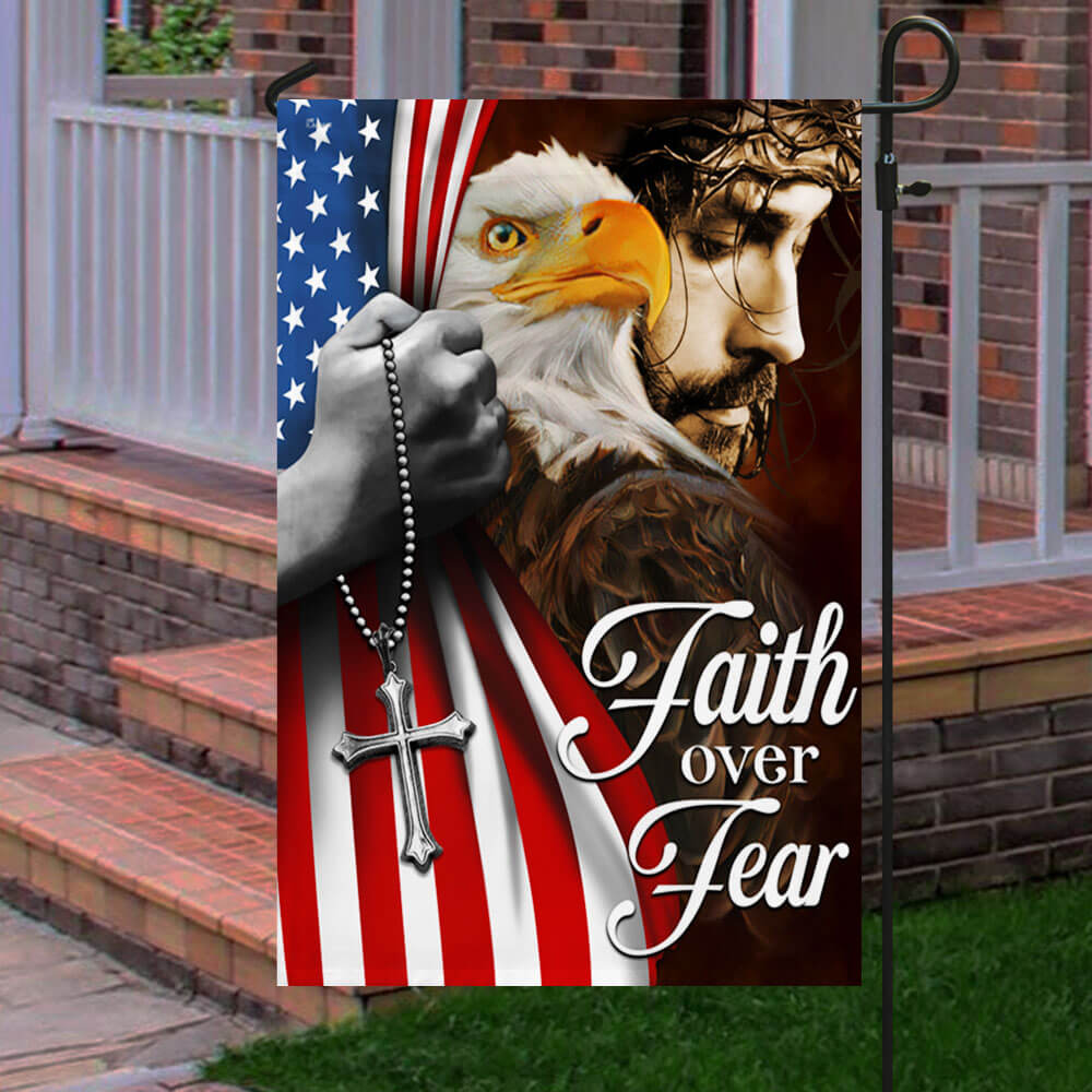 Flagwix American Flag - Faith Over Fear, Jesus Christ American Eagle Flag TPT663F