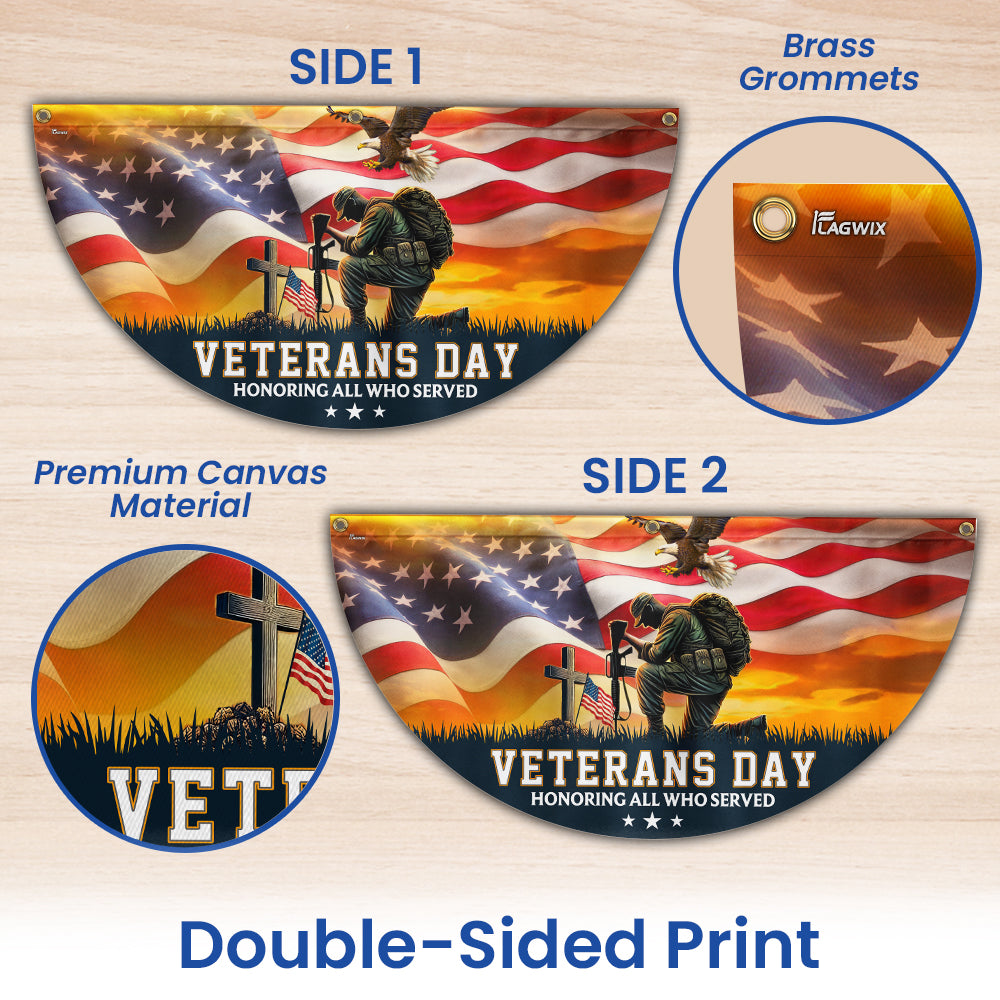 Veterans Day Honoring All Who Served Kneeling Soldier Non-Pleated Fan Flag MLN4014FL