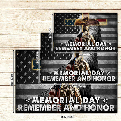 Memorial Day Remember and Honor Veteran American Eagle Grommet Flag TPT725GF