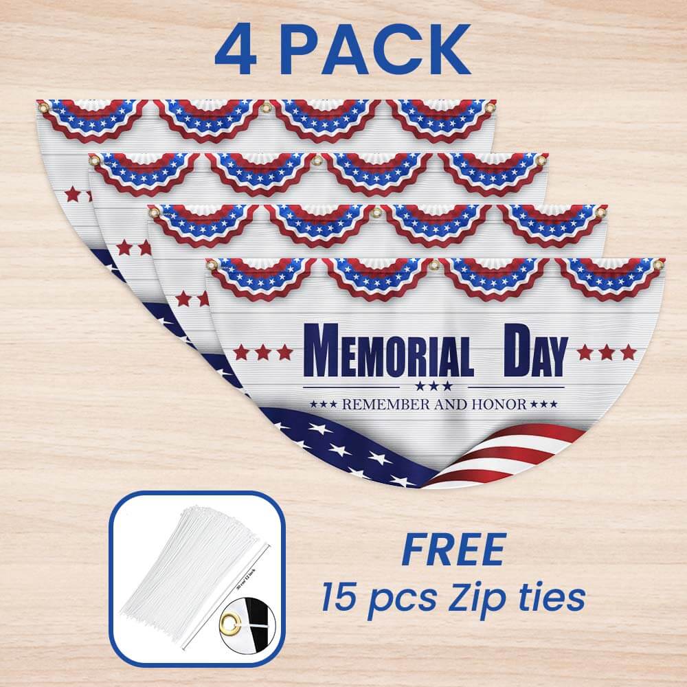 Memorial Day Remember and Honor Veteran Non-Pleated Fan Flag MLN2707FL