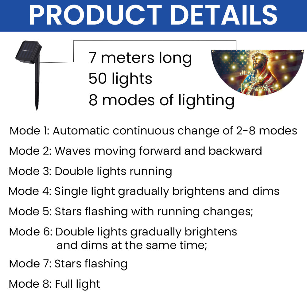 Jesus Christ Just Have Faith American Solar LED Fan Flag VTM732SL