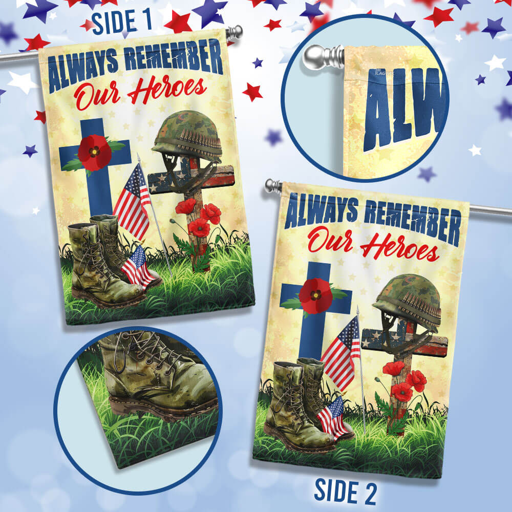 FLAGWIX Veteran Memorial Day Always Remember Our Heroes Remember Soldiers Flag MLN2776F