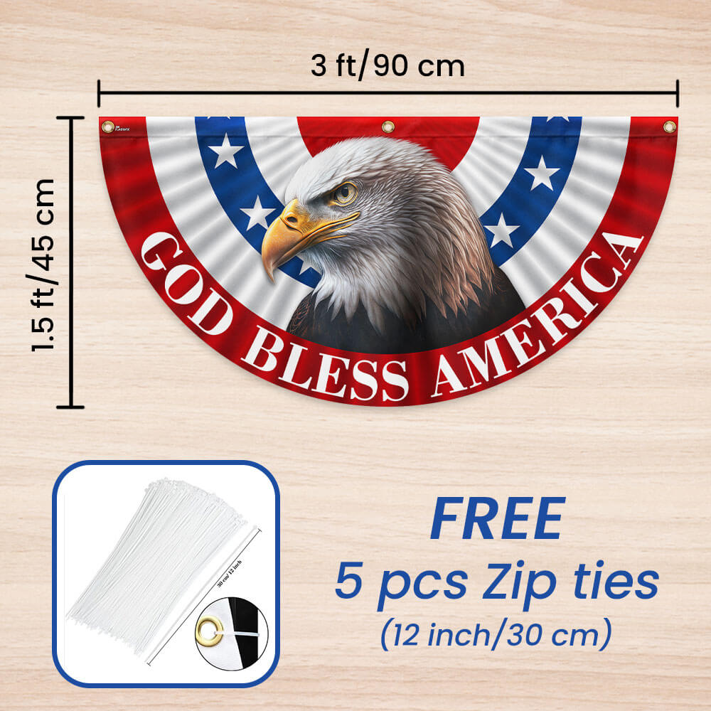 Flagwix American Flag - Eagle God Bless America Non-Pleated Fan Flag MLN3145FL
