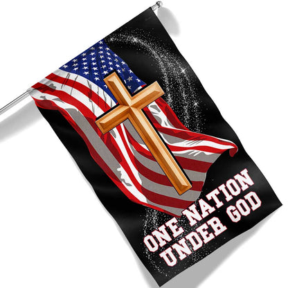 One Nation Under God Christian Cross American Flag MLN1515F