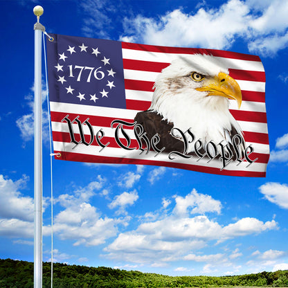 Betsy Ross We The People Eagle American Patriot Grommet Flag TQN27GF