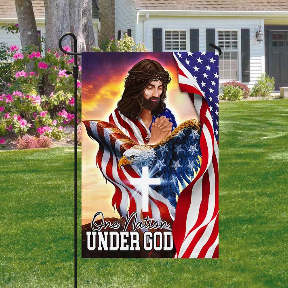 Flagwix American Flag - One Nation Under God, Patriotic Eagle Jesus Christian American Flag TPT902F