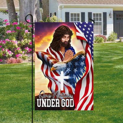 Flagwix American Flag - One Nation Under God, Patriotic Eagle Jesus Christian American Flag TPT902F