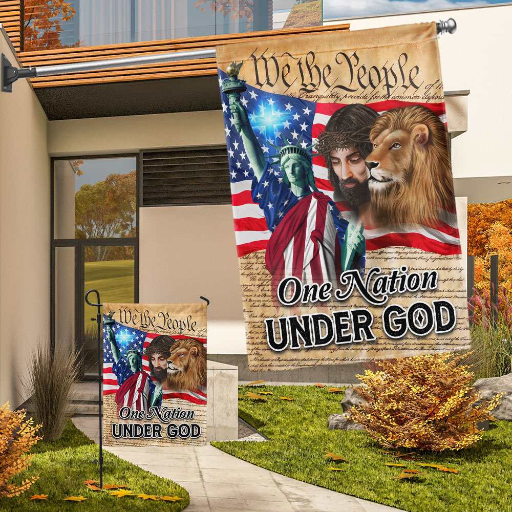 Lion Of Judah Jesus God Patriot One Nation Under God Flag MLN1447F