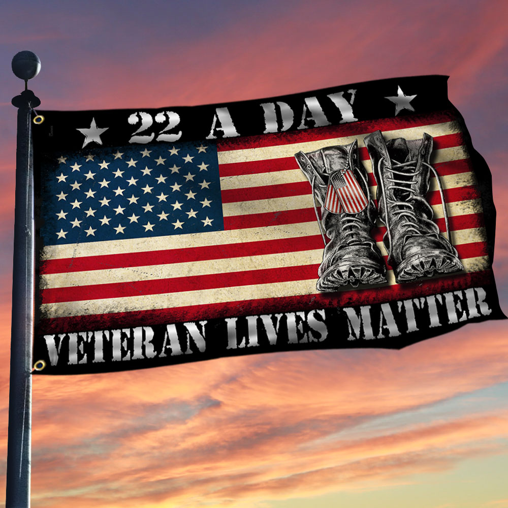 22 A Day Veterans Grommet Flag Veteran Lives Matter TQN495GF