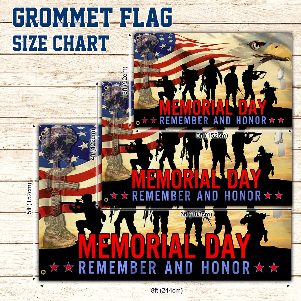 Memorial Day Veteran Remember And Honor Grommet Flag TPT781GF