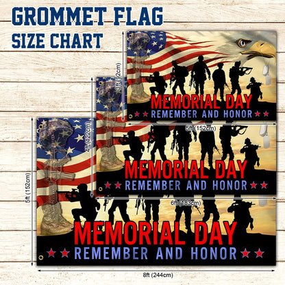 Memorial Day Veteran Remember And Honor Grommet Flag TPT781GF