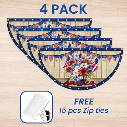 Flagwix American Flag - Patriotic Flowers Vase 4th of july God Bless America Non-Pleated Fan Flag MLN3001FL