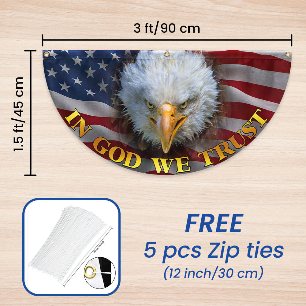 In God We Trust Bald Eagle American Non-Pleated Fan Flag MLN3391FL