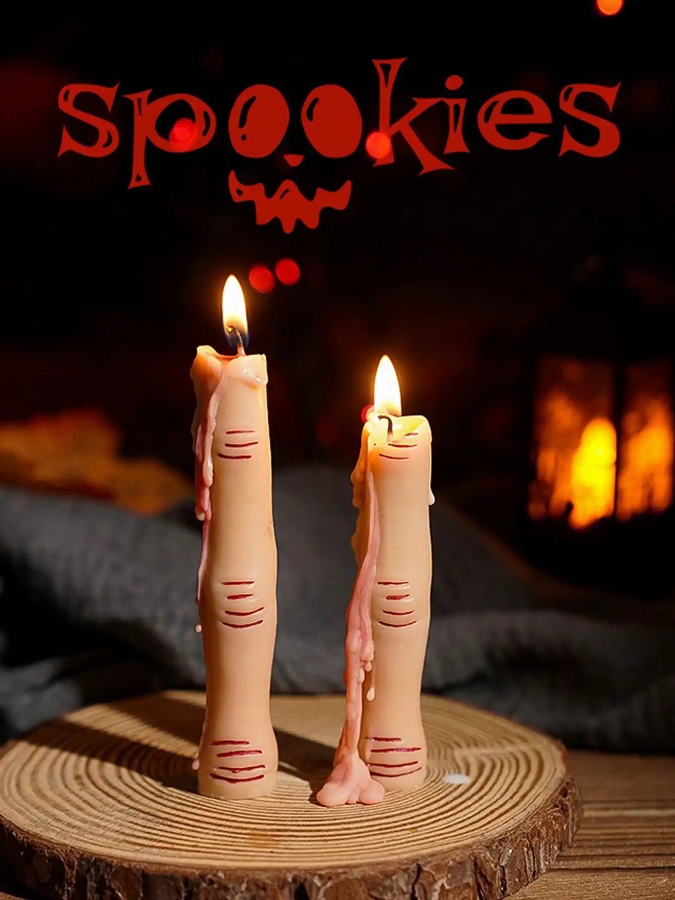 Halloween Long Stem Aromatherapy Candle – Creative Finger, Pumpkin & Skull Assembly Design