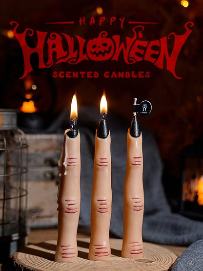Halloween Long Stem Aromatherapy Candle – Creative Finger, Pumpkin & Skull Assembly Design