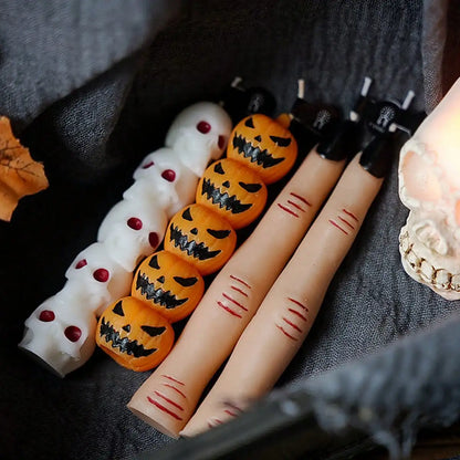 Halloween Long Stem Aromatherapy Candle – Creative Finger, Pumpkin & Skull Assembly Design