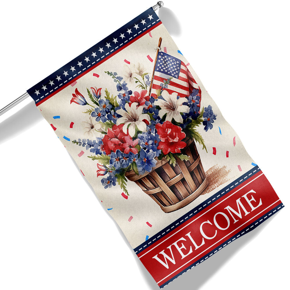 Flagwix American Flag - Welcome Floral Patriotic Flower 4th Of july American Flag TQN1348F