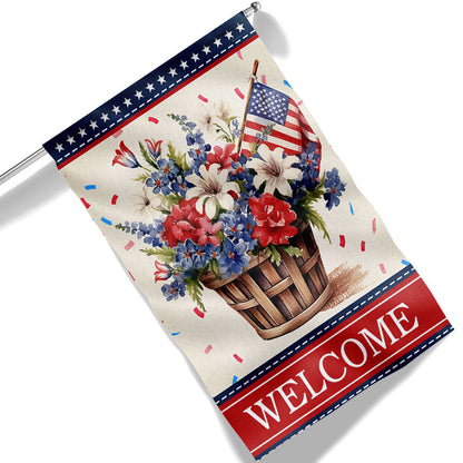 Flagwix American Flag - Welcome Floral Patriotic Flower 4th Of july American Flag TQN1348F