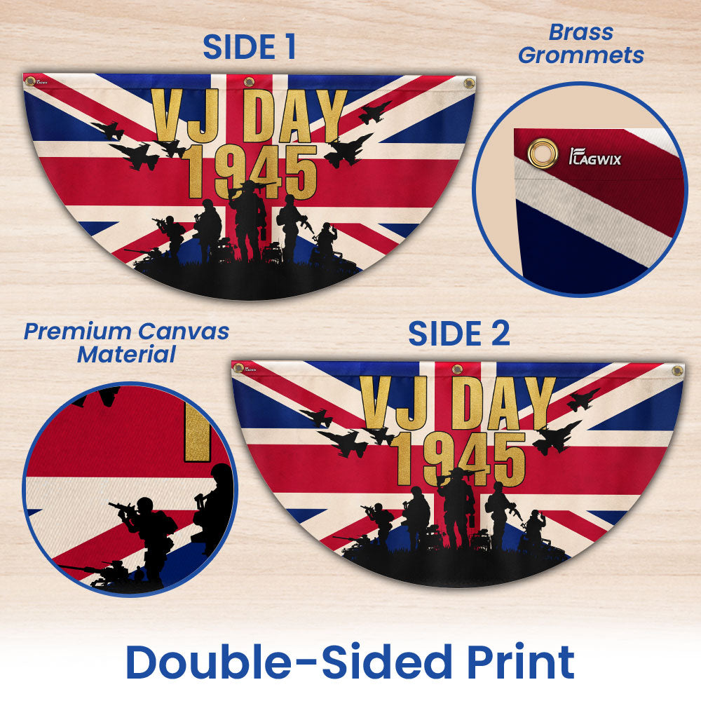 VJ Day Victory Over Japan UK Non-Pleated Fan Flag VTM1272NGT