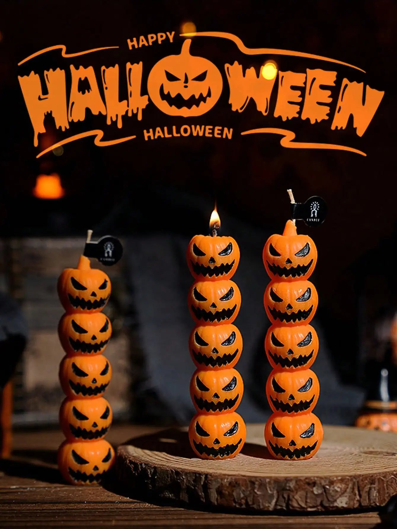 Halloween Long Stem Aromatherapy Candle – Creative Finger, Pumpkin & Skull Assembly Design