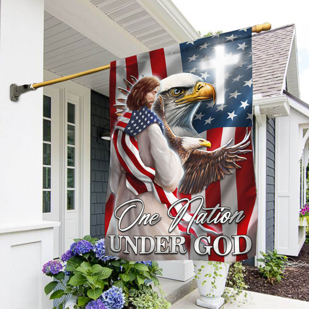 Patriot Eagle Christian Jesus One Nation Under God Flag MLN1365F
