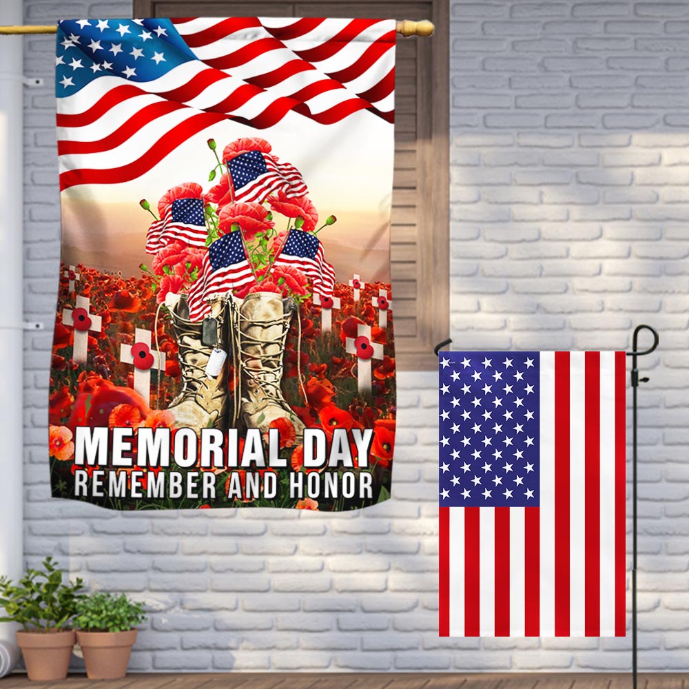 Memorial Day Veteran Remember and Honor American Two-Sided Flag TPT793F
