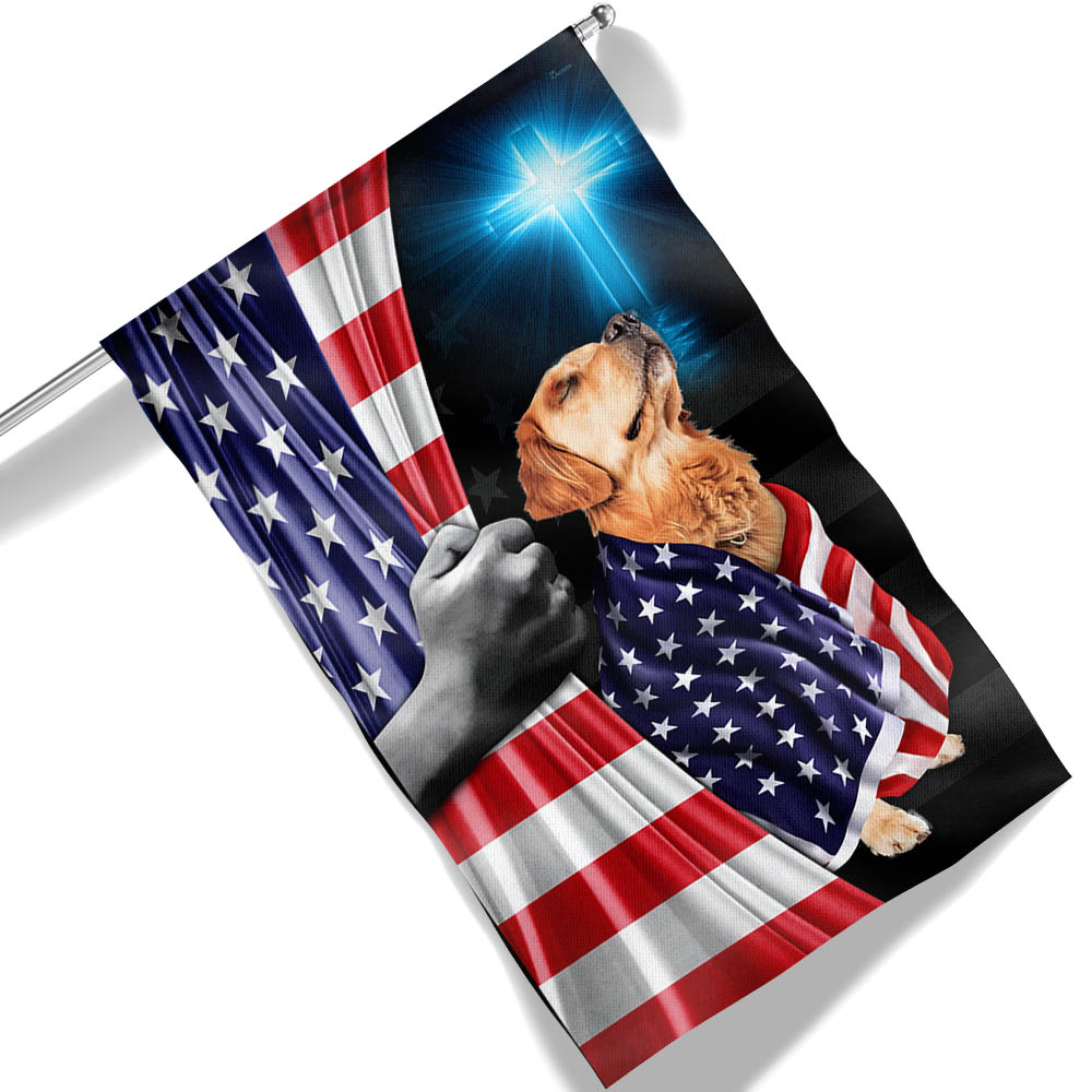 Golden Retriever Patriotic American Flag Wrapped in Glory MLN1430Fv4