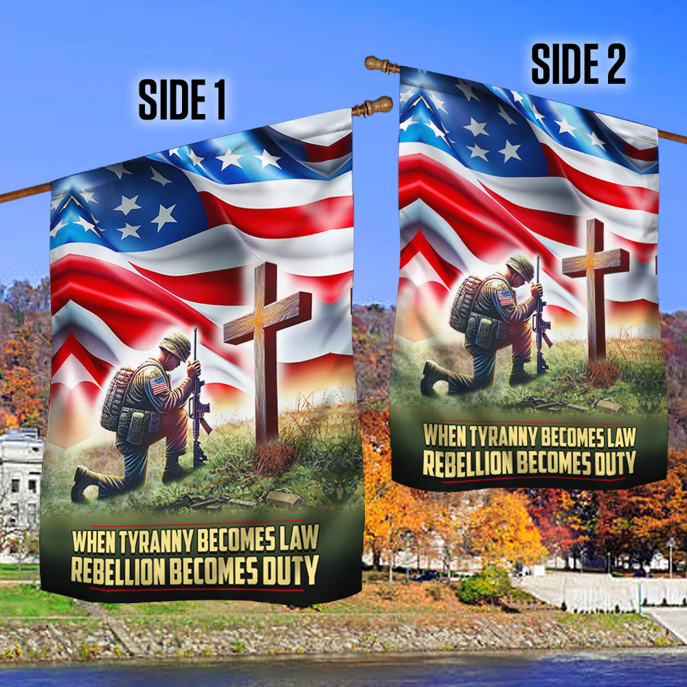 Veteran Kneeling The Cross Flag When Tyranny Becomes Law  Rebellion Becomes Duty MLN3170F