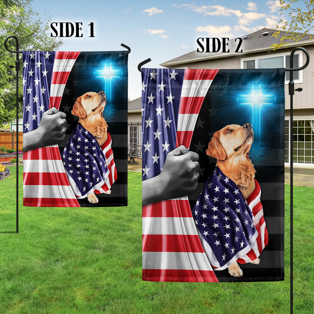 Golden Retriever Patriotic American Flag Wrapped in Glory MLN1430Fv4