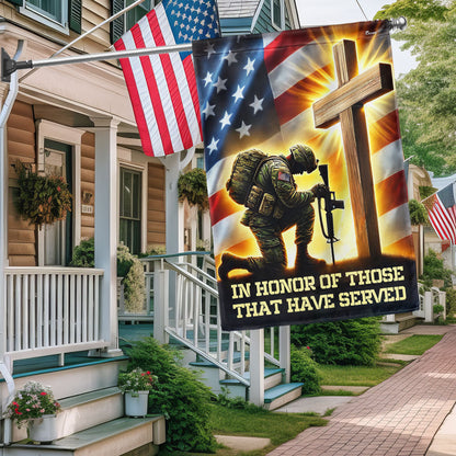 Veteran Flag Kneeling Soldier Cross American Flag MLN3987F