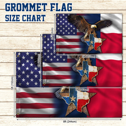 Texas Grommet Flag, Eagle Texas American Flag QNK1096GF