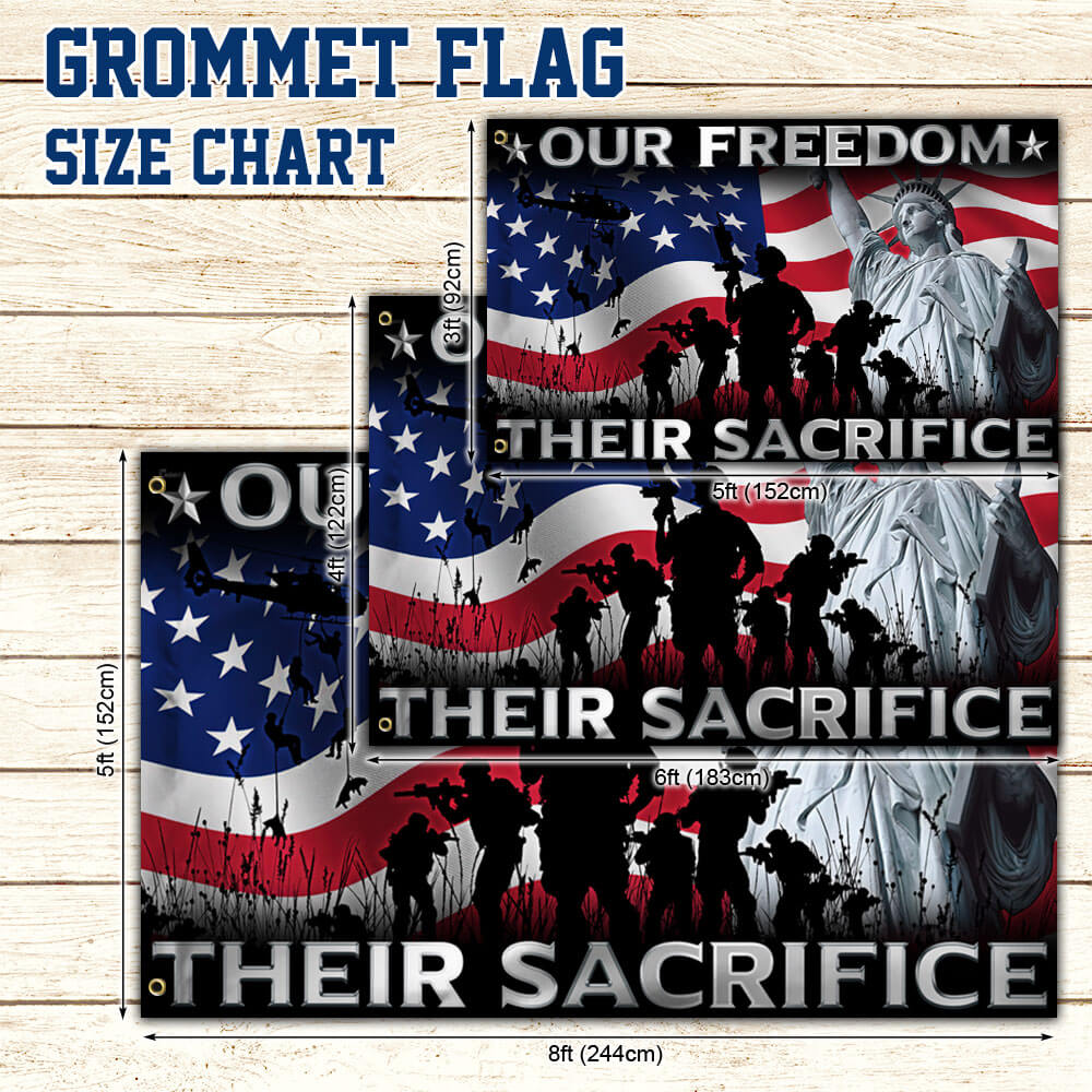 Memorial Day Grommet Flag Our Freedom Their Sacrifice U.S. Veteran  TQN109GF